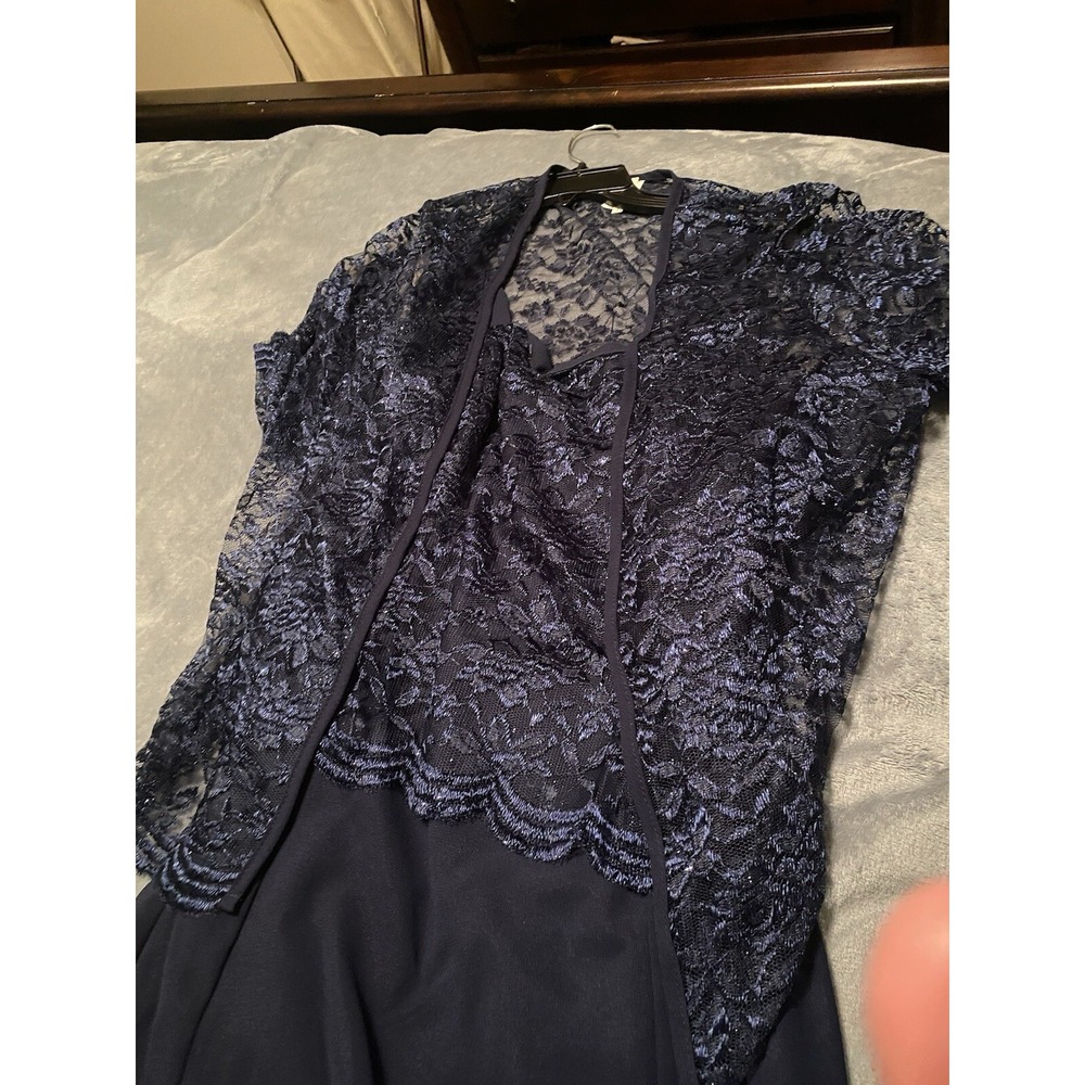 Large Navy  Formal Evening Dress With Lace